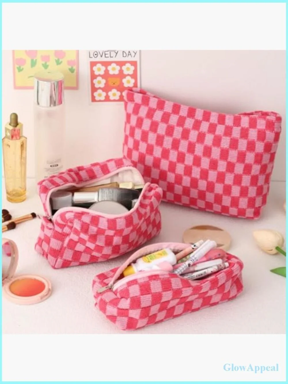 Large Capacity Cosmetic Bag Set with Pencil Case - Travel Toiletry Organizer